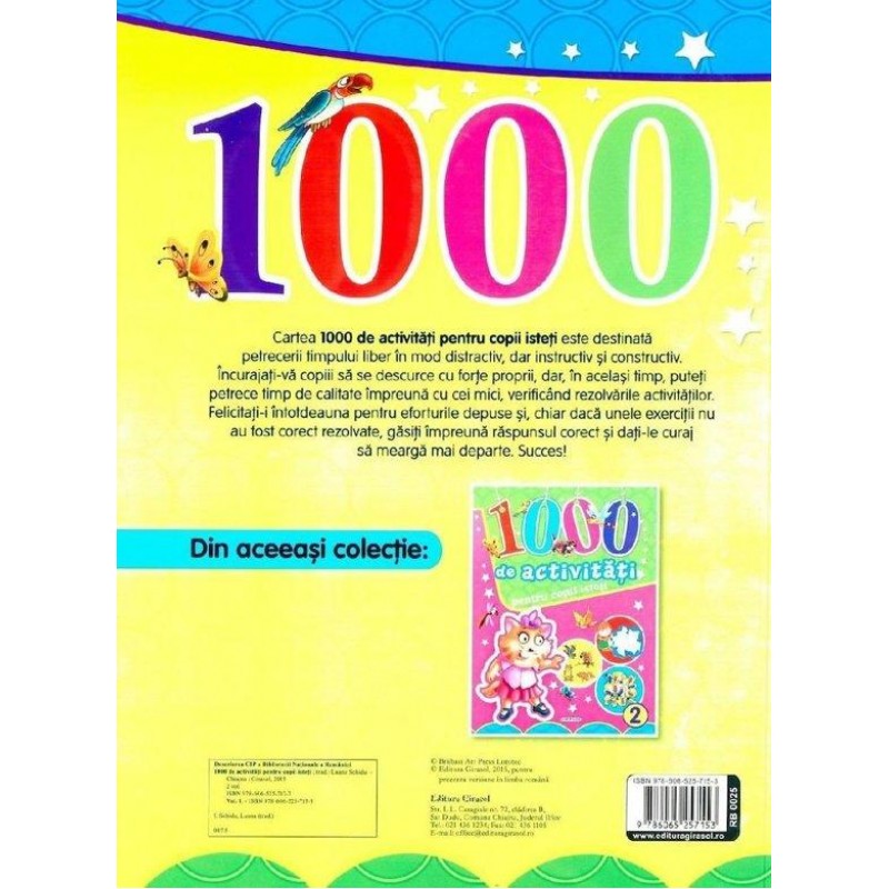 Carte 1000 de activitati pentru copii isteti Girasol, 6 ani+ GIRASOL