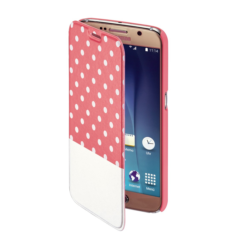 Husa Booklet Lovely Dots Samsung Galaxy S6, Roz/Alb