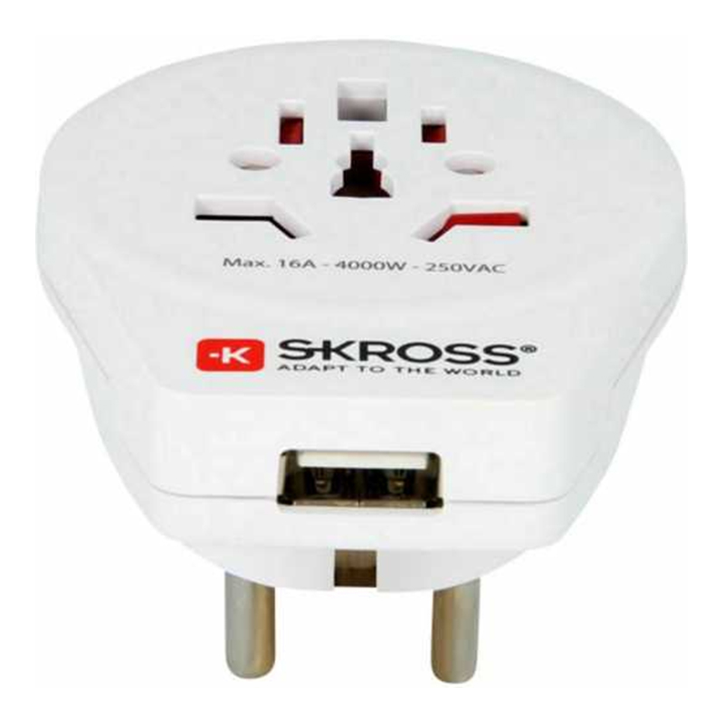 Adaptor priza universal-EU Skross, 250 V, 16 A, USB, Alb shopu.ro imagine noua 2022
