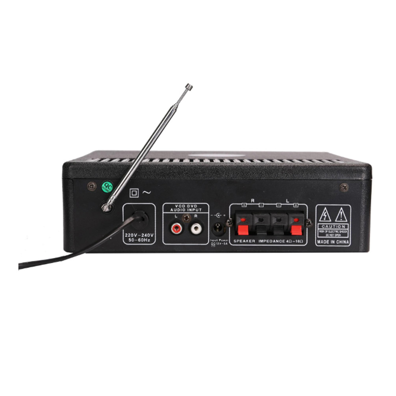 Amplificator profesional tip statie 006, 2 x 30 W, USB, SD Card, Radio FM, 2  x intrare microfon, telecomanda