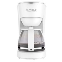 Aparat de facut cafea Floria, putere 600 W, oprire automata, vas de 1.2 litri, Alb Aparat de facut cafea Floria, putere 600 W, oprire automata, vas de 1.2 litri, Alb