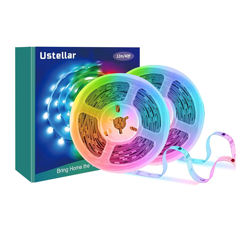 Banda LED Ustellar, 12 m, 18 LED/m, sincronizare muzica, Wi-fi, telecomanda inclusa, RGB shopu.ro