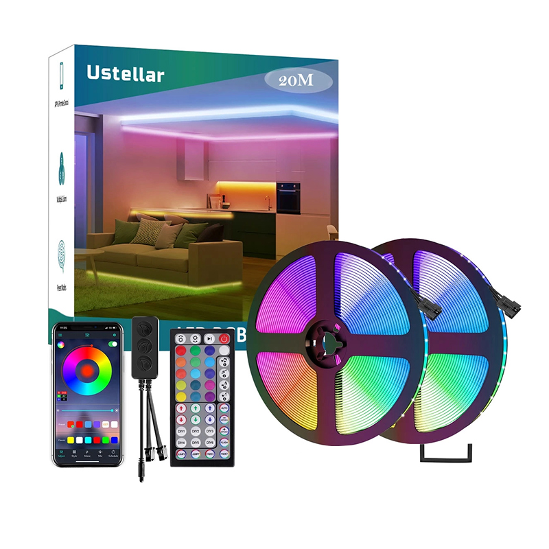 Banda LED Ustellar, 20 m, 18 LED/m, sincronizare muzica, Bluetooth, telecomanda inclusa, RGB shopu.ro