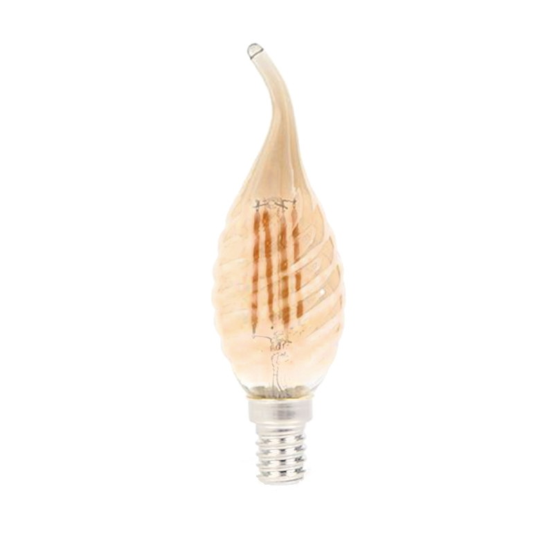Poza Bec cu filament LED, 4 W, 350 lm, 2700 K, soclu E14, lumina alb cald, forma flacara de lumanare