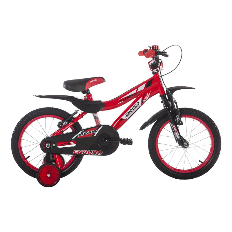 Bicicleta baieti cu roti ajutatoare BMX, 16 inch, 5-8 ani, Negru/Rosu