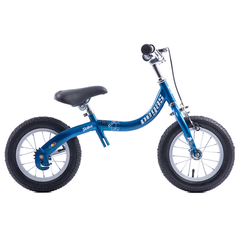 Bicicleta pentru copii Pegas Soim 2 in 1, 2-5 ani, 12 inch, furca fixa, cadru otel, jante aluminiu, pedale detasabile, Albastru