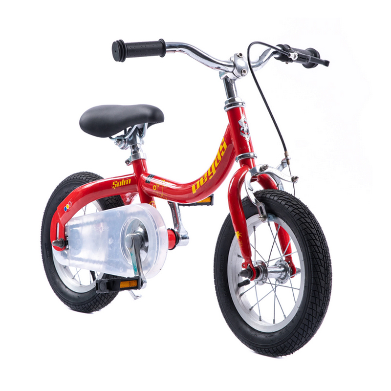 Bicicleta pentru copii Pegas Soim 2 in 1, 2-5 ani, 12 inch, furca fixa, cadru otel, jante aluminiu, pedale detasabile, Rosu