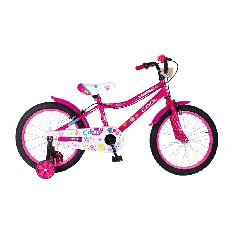 Bicicleta pentru fete Fashion Cool, 7-11 ani, 18 inch, Roz/Negru 2021 shopu.ro