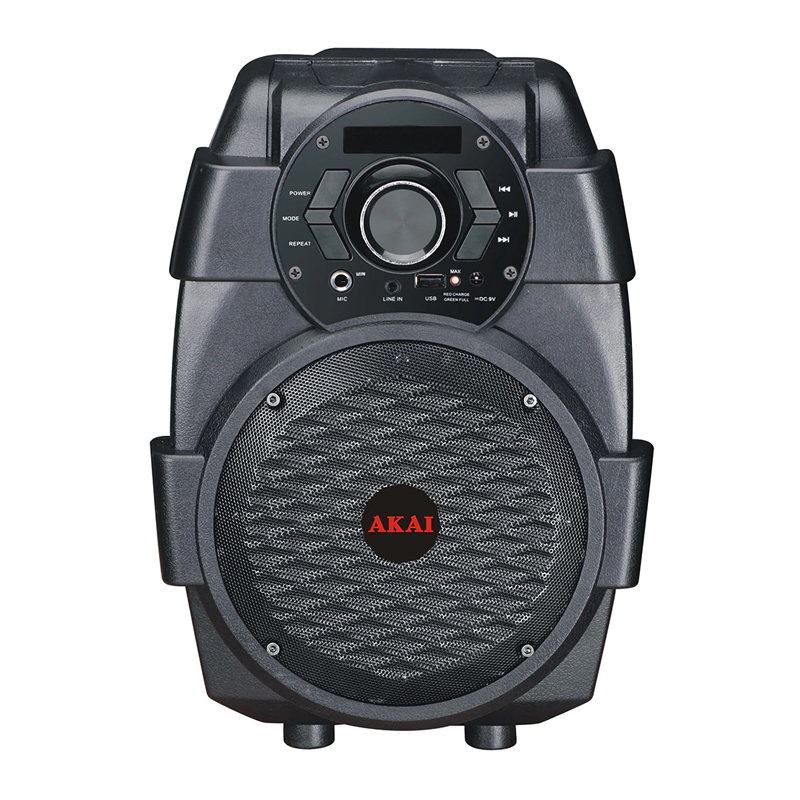 Boxa portabila Akai, 10 W, tuner FM, afisajj LED, USB, intrare microfon, functie karaoke