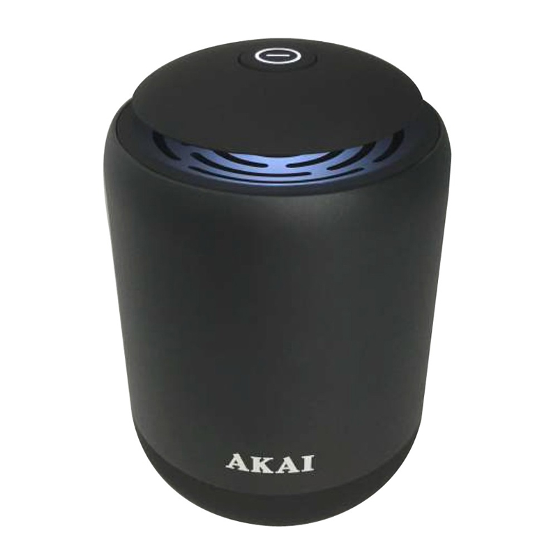 Boxa portabila bluetooth Akai, 5 W, suport EDR, lumina LED, 1000 mAh, functie TF, carcasa aluminiu, Negru