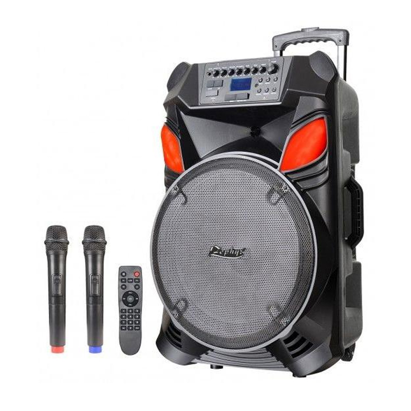Boxa portabila karaoke Zephyr, 15 inch, acumulator incorporat, bluetooth, 2 microfoane incluse