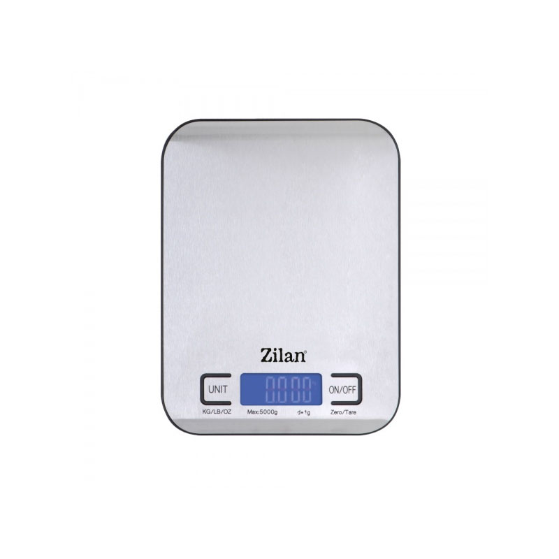 Cantar alimentar digital Zilan, 5 kg, 1 gr, display LCD, inchidere automata, indicator baterie descarcata, inox, Gri shopu.ro