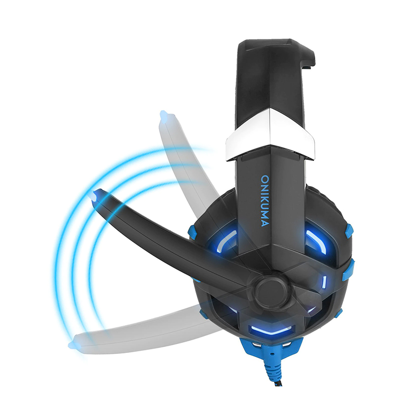 Casti gaming stereo Onikuma, USB, 20 ohm, 50 mm, microfon incorporat, Albastru