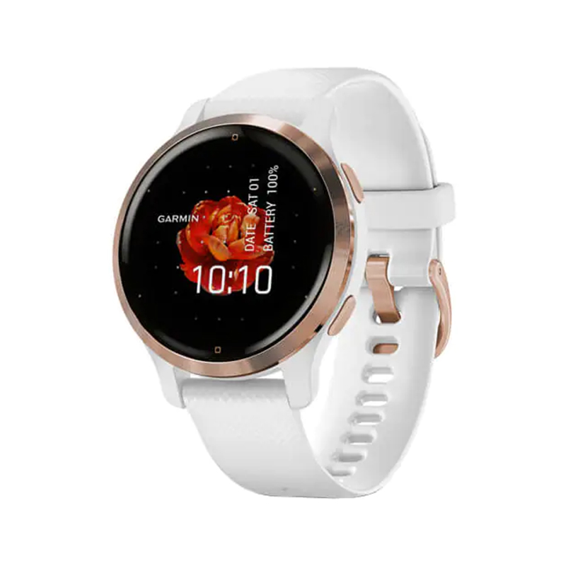 Ceas smartwatch Venu 2S Garmin, 1.1 inch, 40.4 mm, silicon, autonomie 264 h, GPS, carcasa inox, Rose/Alb Garmin