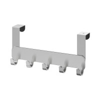 Cuier inox, montare pe usa, 4 x 29 x 14 cm, 5 carlige, Gri Cuier inox, montare pe usa, 4 x 29 x 14 cm, 5 carlige, Gri