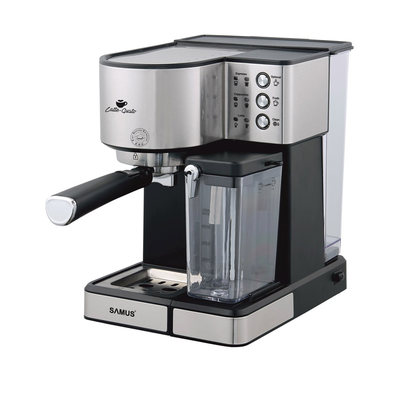 Espressor cafea Samus Latte Gusto, 1350 W, presiune 20 bari, rezervor 1800 ml, Argintiu