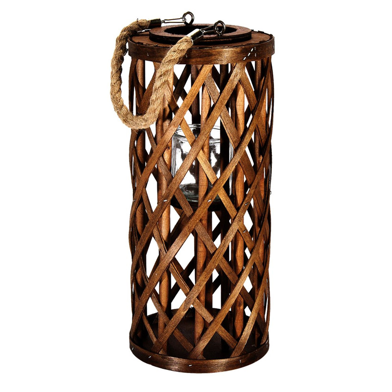 Felinar cilindric, 16 x 40 cm, impletitura bambus Accesorii imagine noua