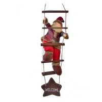 Figurina decorativa pentru geam Mos Craciun pe sfoara, 60 cm Figurina decorativa pentru geam Mos Craciun pe sfoara, 60 cm