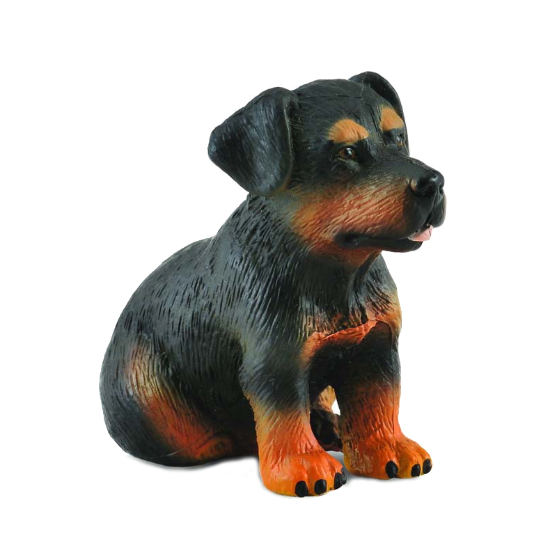 Figurina Catelus Rottweiler Collecta, 4 x 3.5 cm, plastic cauciucat, 3 ani+, Maro/Negru Collecta