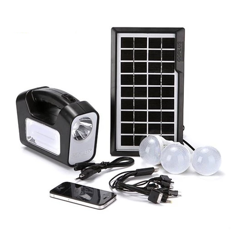 Kit solar pentru camping, pescuit Gdlite 3 Plus, 4000 mAh, 3 becuri, panou solar