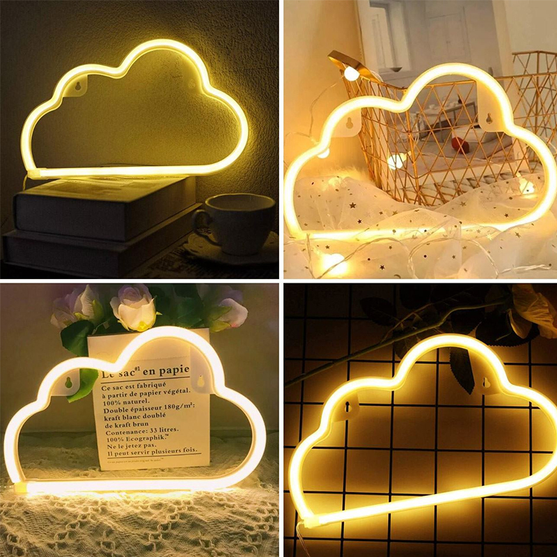 Lampa LED Neon, USB, 30 x 18.5 x 1.3 cm, lumina galbena, forma Nor