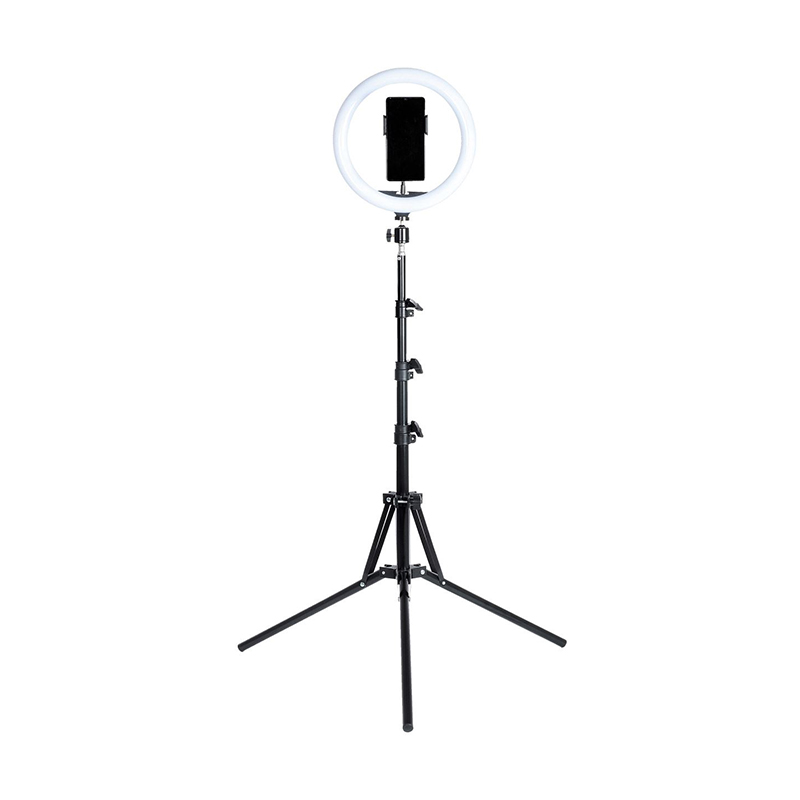 Lampa LED tip inel, 12 W, 3 moduri iluminare, trepied 55-160 cm, inel 26 cm, 10 trepte luminozitate
