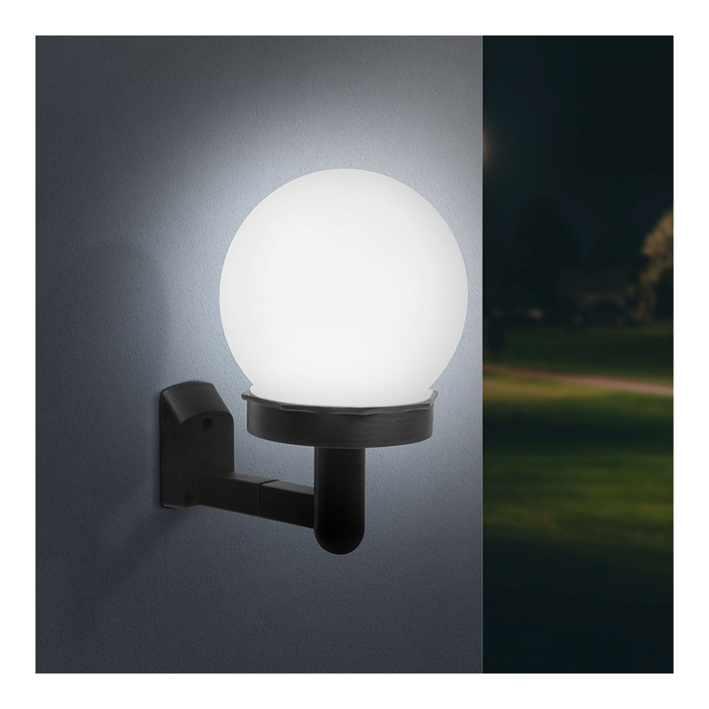 Lampa solara LED Family, 40 mAh, autonomie 6-8 h, 10 cm, plastic, lumina alb rece, Negru