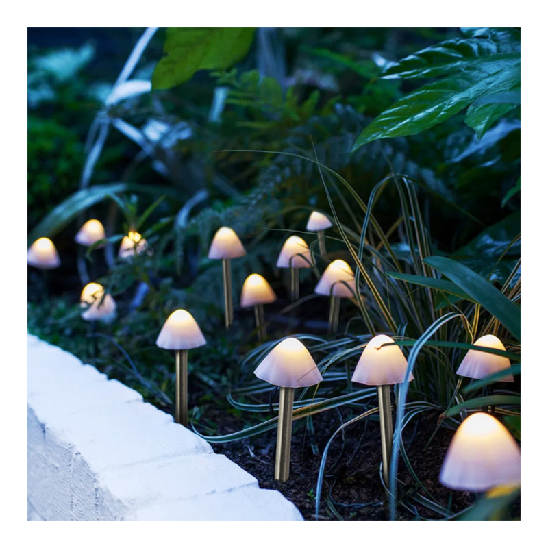 Set 12 lampi solare ciuperca LED Garden of Eden, 240 x 38 mm, 12 x LED, 400 mAh, autonomie 6-8 h, lumina alb cald, metal