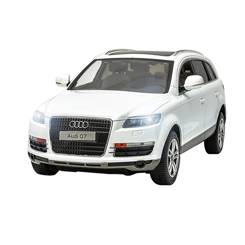 Masina cu telecomanda Audi Q7 Rastar, 32.3 x 14.8 x 13.9 cm, 10 km/h, tractiune 2 WD, anvelope cauciuc, Alb Rastar