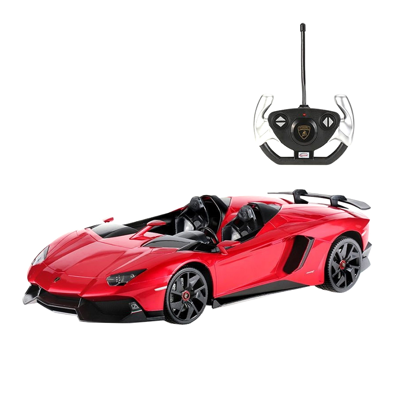 Masina cu telecomanda Lamborghini Aventador J Rastar, 38.5 x 18.1 x 11 cm, 10 km/h, tractiune 2 WD, anvelope cauciuc, Rosu Rastar