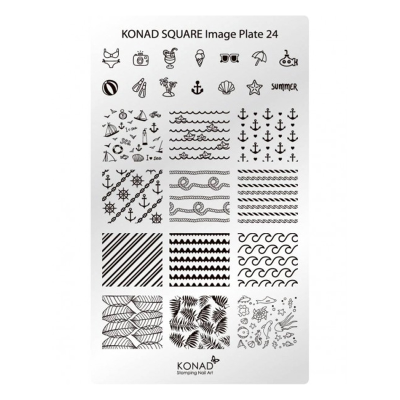 Matrita pentru unghii Konad Square Image Plate 24, Argintiu KONAD