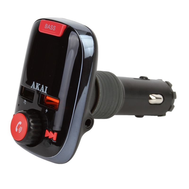 Modulator FM auto Akai, Bluetooth, USB, TF card reader, functie incarcator telefon, microfon incorporat Akai