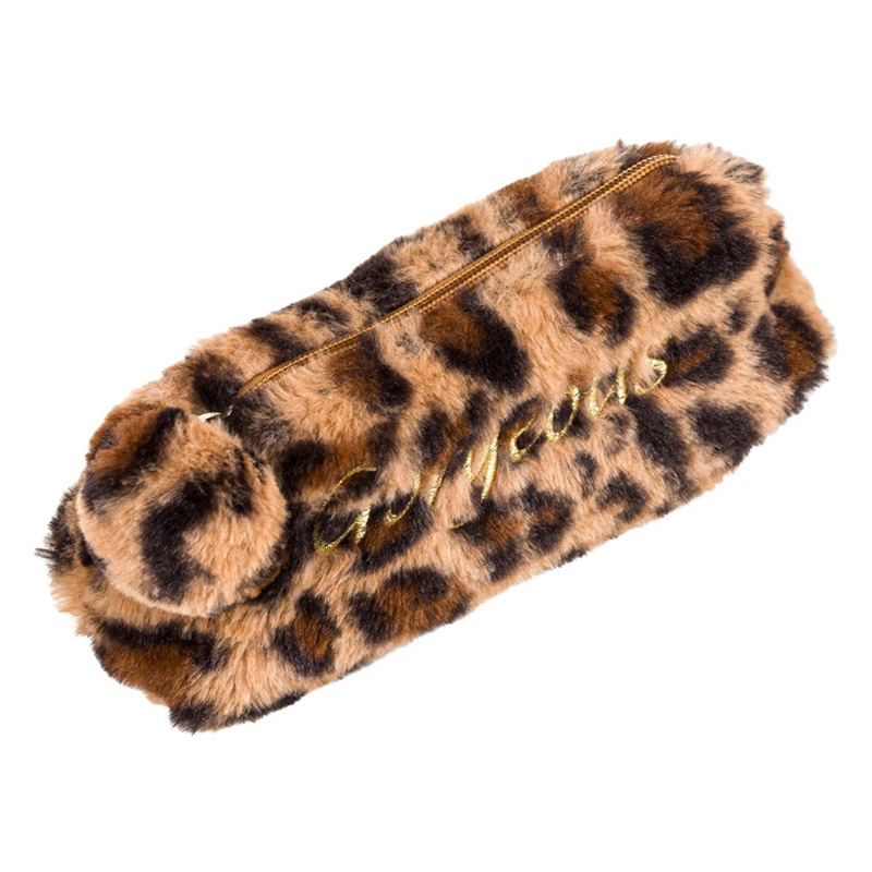 Penar pufos Gorgeous, 21 x 6 x 10 cm, exterior blanita, imprimeu leopard