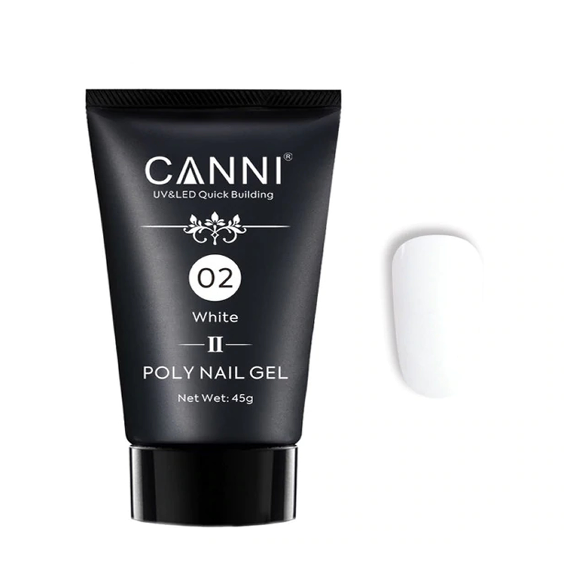 Polygel pentru constructie unghii Canni Premium 02, 45 ml, White 2021 shopu.ro