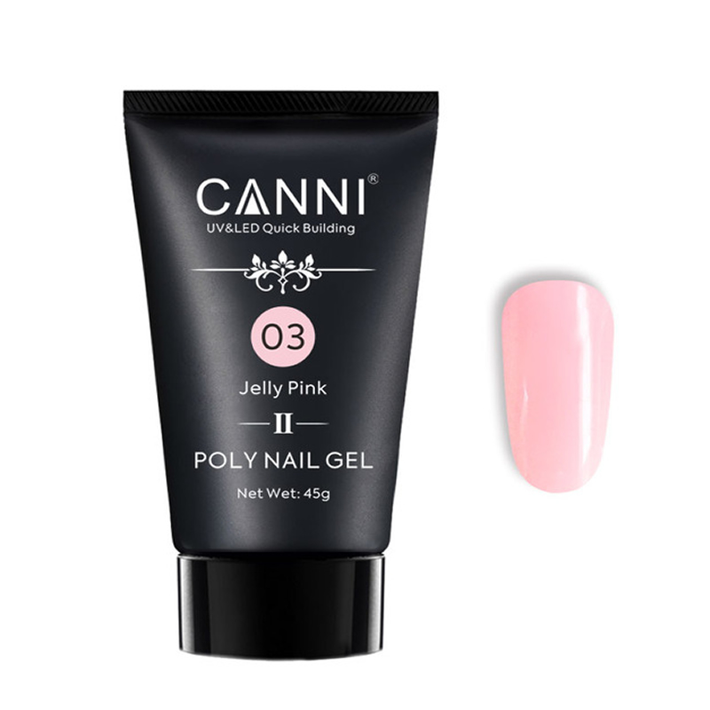 Polygel pentru constructie unghii Canni Premium 03, 45 ml, Jelly Pink