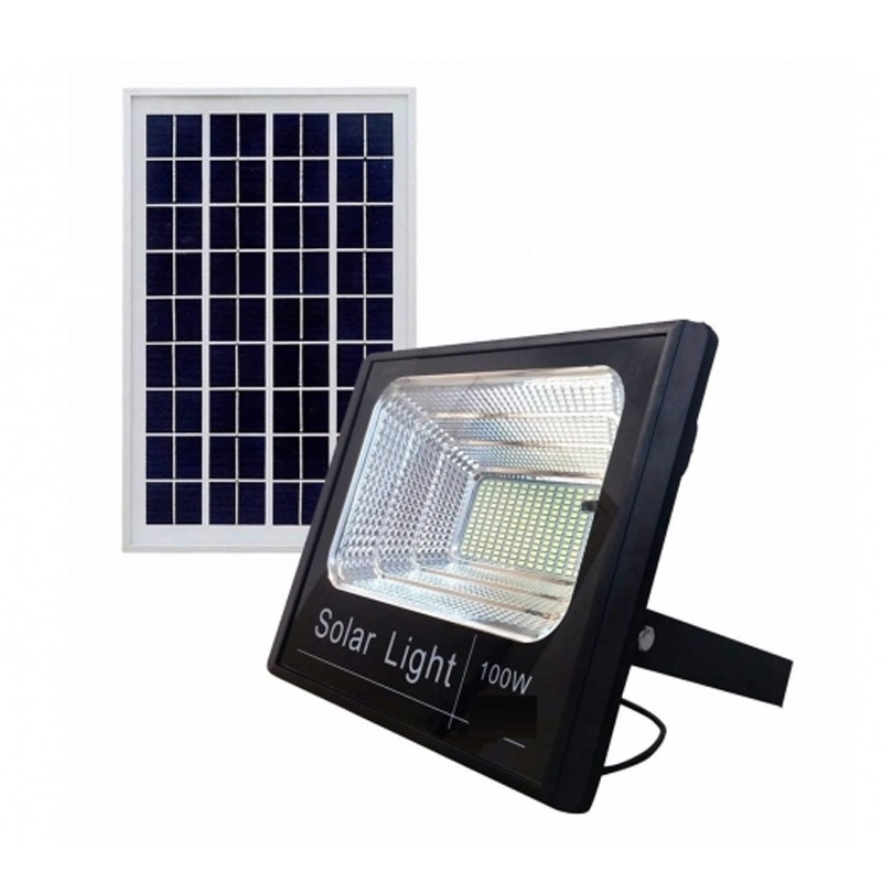 Proiector solar Light, 100 W, LED SMD, 15 m, IP65, acumulator lithium, telecomanda inclusa General imagine noua 2022