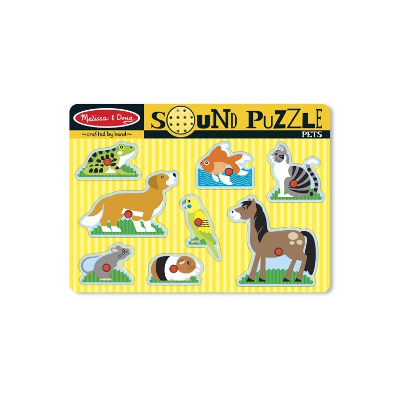 Puzzle cu sunete Animale de companie, 2 baterii, 30 x 22 cm, 8 piese Melissa & Doug