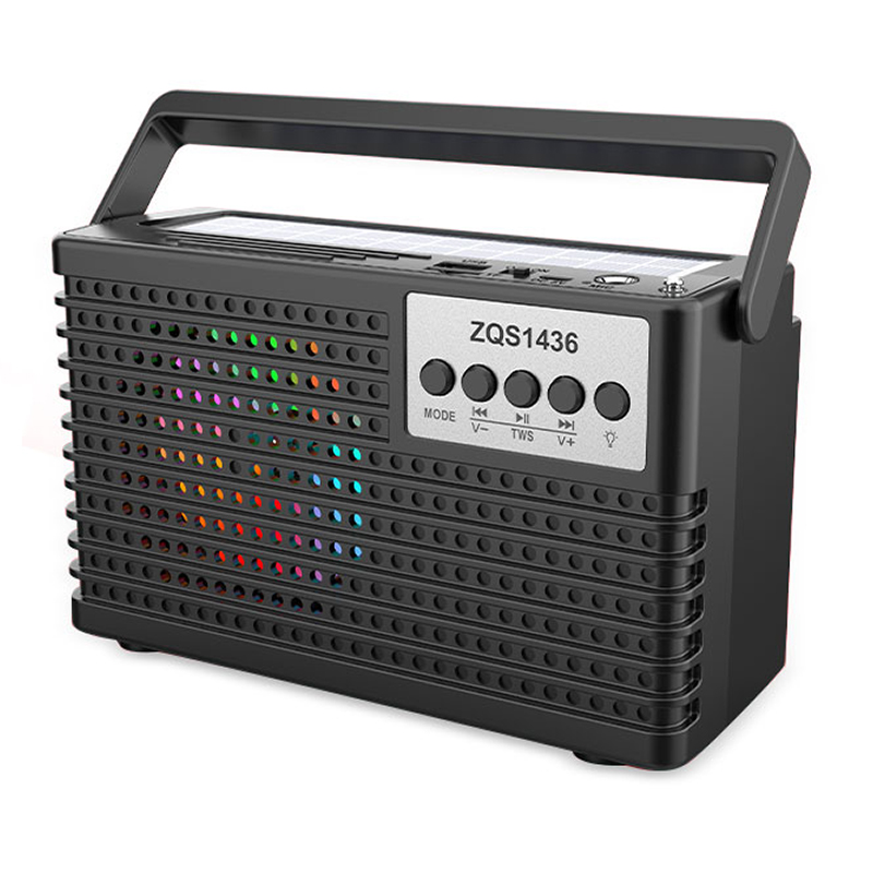 Radio FM cu incarcare solara, 8 W, 2400 mAh, 20 x LED, intrare USB, lanterna, panou solar General