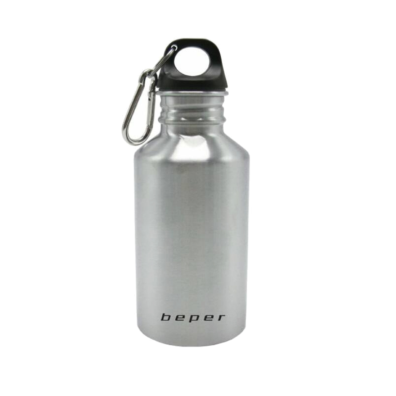 Recipient pentru apa Beper, 500 ml, 7.2 x 7.2 x 18 cm, inchidere ermetica, inox, Argintiu