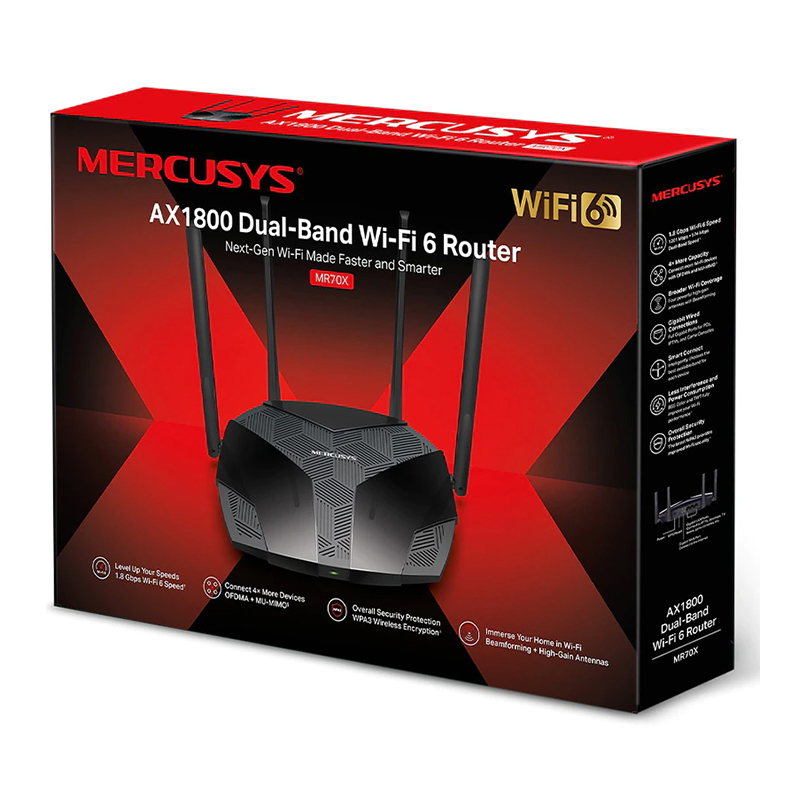 Router wireless Mercusys, 574 + 1201 Mbps, dual band, 4 antene
