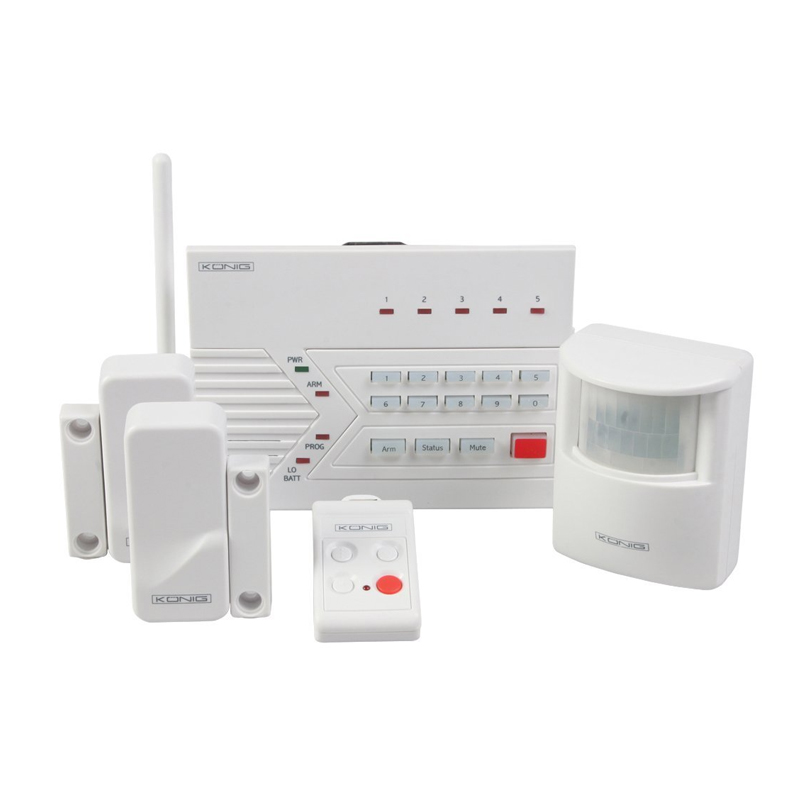 Sistem de alarma wireless Konig, 3 coduri, 10 senzori Konig