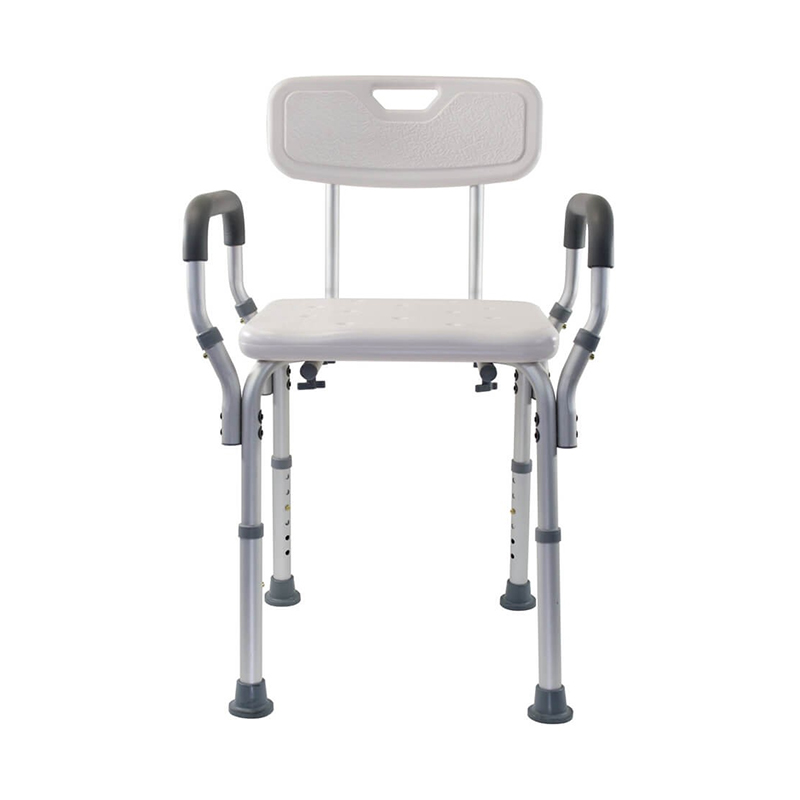 Scaun pentru baie cu spatar Ortopedix, 73-83, aluminiu, inaltime reglabila, maxim 120 kg Ortopedix