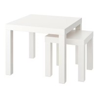 Set 2 mese pentru cafea, inaltime 35/45 cm, Alb Set 2 mese pentru cafea, inaltime 35/45 cm, Alb