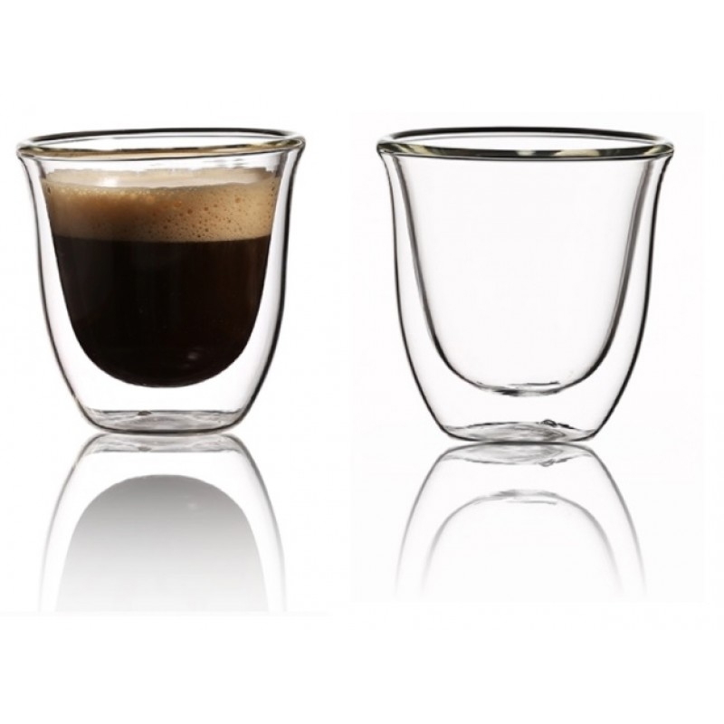 Set pahare Espresso DelCaffe, 80 ML, sticla termorezistenta, perete dublu, 2 bucati 