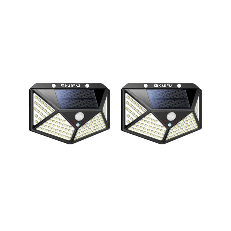 Set 2 lampi solare Karemi, 1 W, 700 lm, 6000-6500 K, ABS, 100 LED, 3 trepte iluminare, lumina alba 100 imagine noua