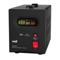 Stabilizator automat de tensiune cu releu Well, 500VA/300W