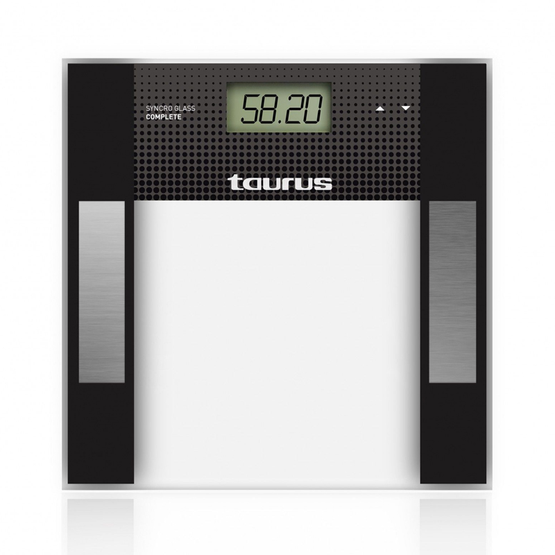 Cantar si analizator corporal Syncro Glass Complet Taurus, 150 Kg, LCD, 12 memorii