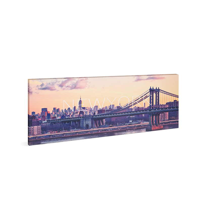 Tablou decorativ cu LED New York Family Pound, 38 x 78 cm, 2 x AA, 10 LED-uri, alb rece