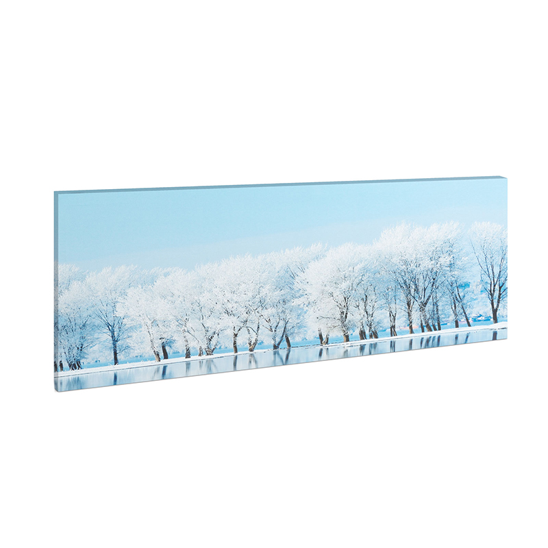 Tablou decorativ cu LED peisaj de iarna Family Pound, 70 x 30 cm, 2 x AA, 30 x LED, lumina alb rece