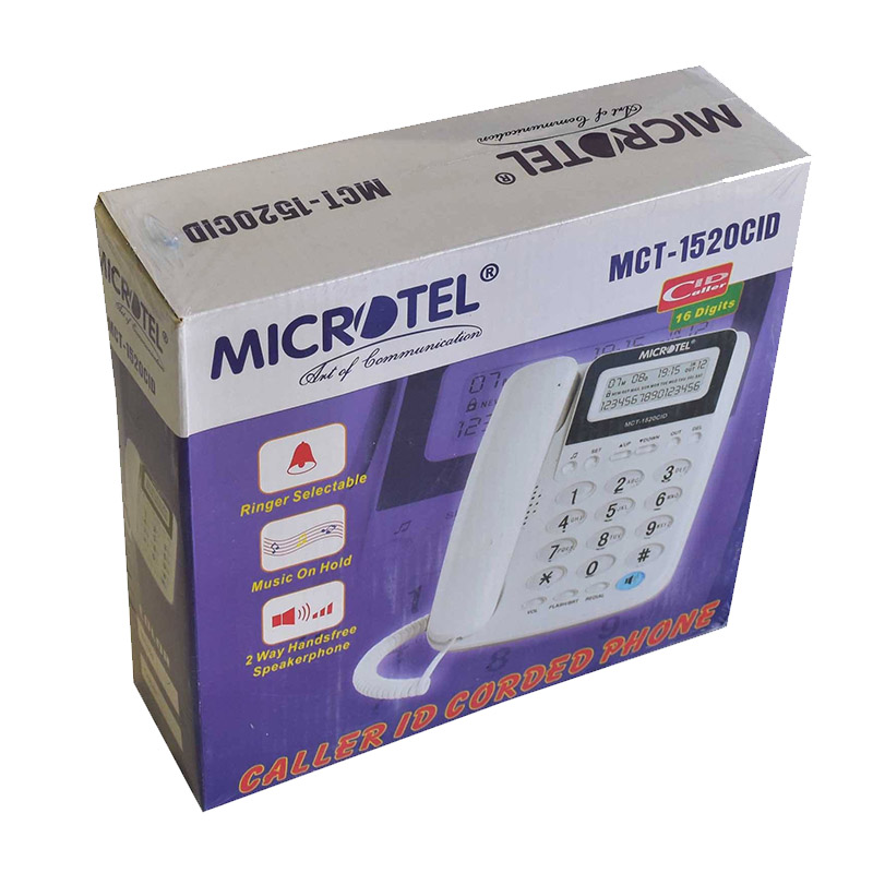 Telefon fix Microtel, 16 taste, functie redial, handsfree, Alb